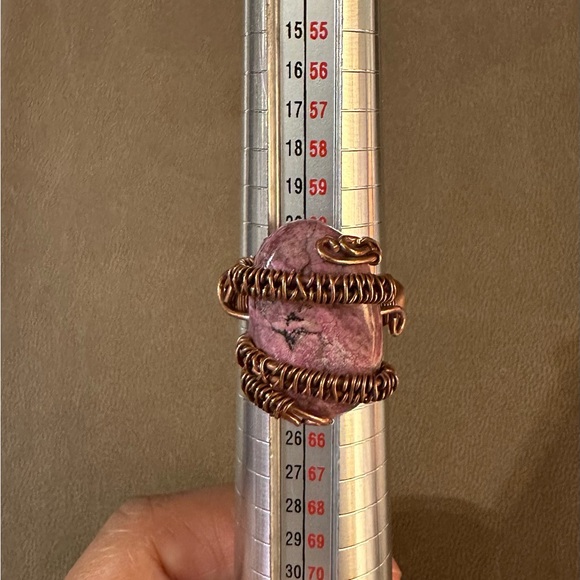 Custom Cobalt Calcite Copper Wired Ring - Picture 8 of 8